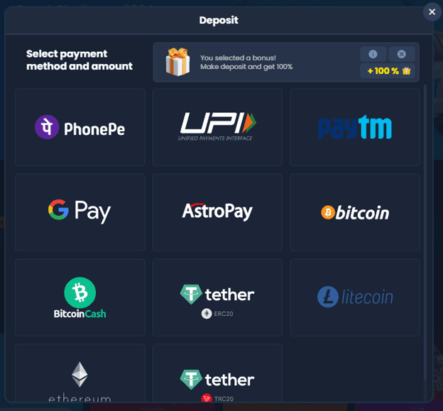 Payment-method categories historically associated with 4RABET interfaces
